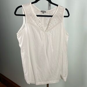 Summery, Sleeveless white blouse with embroidery